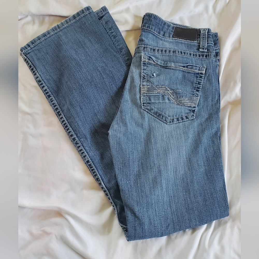 BKE Harper Distressed Straight Leg Blue Jeans. Sz 29 x 31-1/2